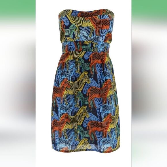 NWT Strapless Tribal Print Mini Dress Zebra - Picture 1 of 4